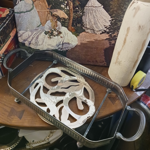 π²VTG 3 Piece Pyrex Heavy Footed Silver Metal Stand,Pyrex 9x13 Casserole Dishπ - Picture 8 of 8